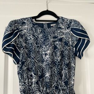 H&M Navy and White Long Sleeve Floral Dress